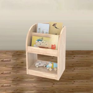 "Wood Color Modern Simple Style Standard Children's Bookshelf with 2-4 Shelves, Vertical/Horizontal Orientation, Open Back, Scratch-tolerant Wood Shelf"