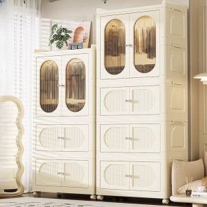 "Chalk Polymer Compound Kids Wardrobe with Shelf and Clothing Rod"