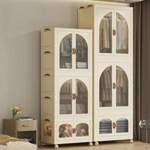 "Plastic Children's Wardrobe with Shelf and Clothing Rod"